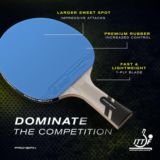 PRO SPIN Ping Pong Paddles - Professional Level Table Tennis Rackets with Carbon Fiber for Superior Control | 7-Ply Blade, Premium Rubber, 2.0mm Sponge | Includes Protector Case
