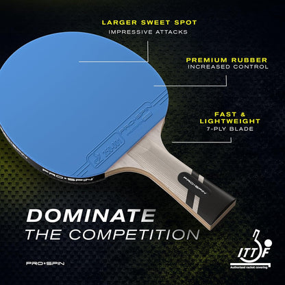 PRO SPIN Ping Pong Paddles - Professional Level Table Tennis Rackets with Carbon Fiber for Superior Control | 7-Ply Blade, Premium Rubber, 2.0mm Sponge | Includes Protector Case