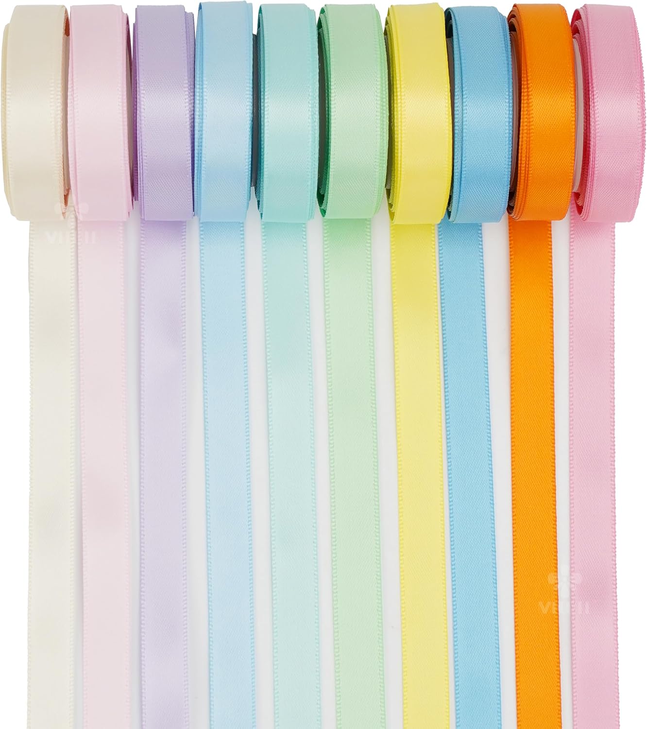 MEEDEE Pastel Rainbow Ribbon Assortment Satin Rainbow Colored Ribbon 3/8" X 50 Yards for Crafts, Gift Wrapping, Party Decoration, DIY Handmade Hair Bows - Crafty Corner