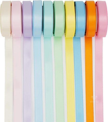 MEEDEE Pastel Rainbow Ribbon Assortment Satin Rainbow Colored Ribbon 3/8" X 50 Yards for Crafts, Gift Wrapping, Party Decoration, DIY Handmade Hair Bows - Crafty Corner
