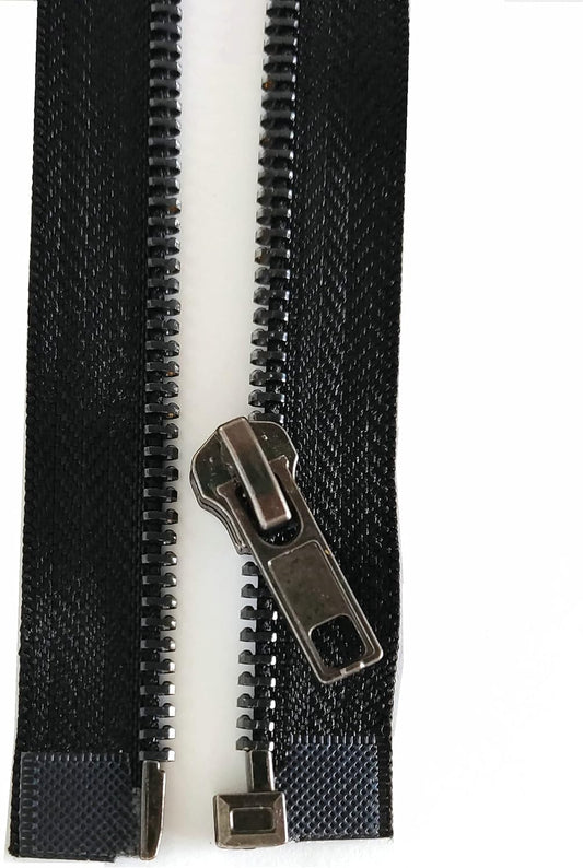 Leekayer 2PCS #5 27 Inch Zipper Black Nickel Teeth Zipper Black Metal Zipper Open End Zipper for Repair Coat Jacket