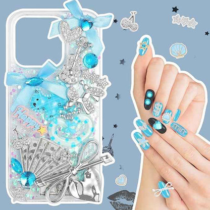 EIiovcnya 2380 Pcs Junk Case Charms Kit - DIY Phone Charms & Nail Art Accessories Includes 3D Flatback Big Decorations, Cute Bows & Letter Beads for Customizing Cases, Crafts, Valentine's Day Gifts