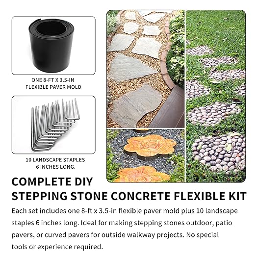 Concrete Molds for Pavers,Set of Flexible Stepping Stone Molds for Concrete,DIY Garden Pavers(8 Feet)