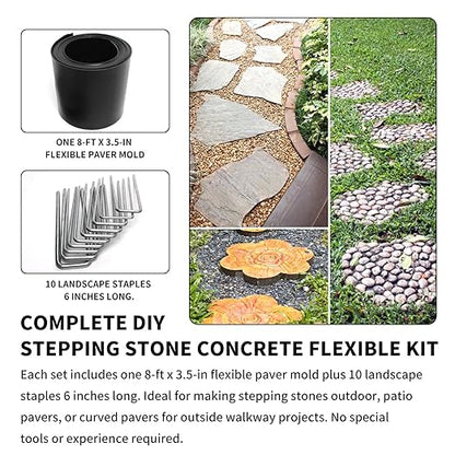 Concrete Molds for Pavers,Set of Flexible Stepping Stone Molds for Concrete,DIY Garden Pavers(8 Feet)