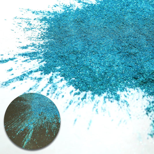 Ceya Highly Chameleon Mica Pigment, 1.8oz/ 50g Ultramarine Green Chrome Powder, Cosmetic Grade Pearlescent Effect Color Shift Pigment for Epoxy Resin, Makeup, Nail Polish, Soap Dye, Candle Making