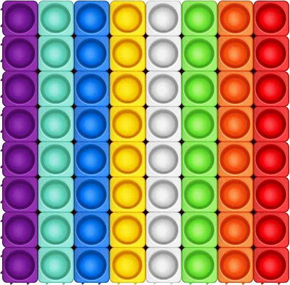 Giant Pop Blocks Bubble Premium Silicone Pop Fidget Blocks for Endless Joy and Education - Vibrant Pop Blocks for Imaginative Play and Puzzle Games-Toy Gift for Kids (64PCS)