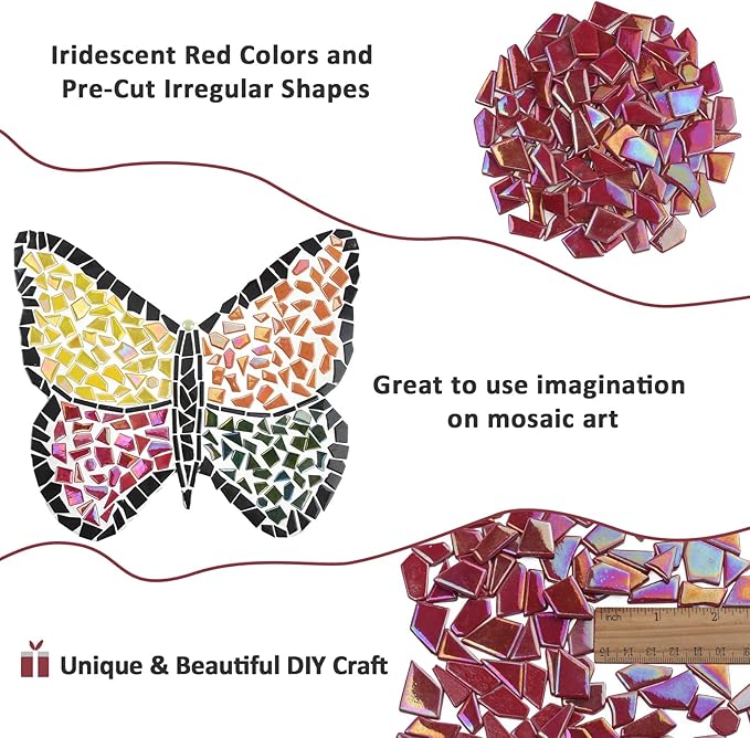 Youway Style Iridescent Glass Mosaic Tiles for Crafts Bulk,200g Yellow Broken Mosaic Glass Pieces for Garden Crafts Kits,DIY Mosaic Art Decor