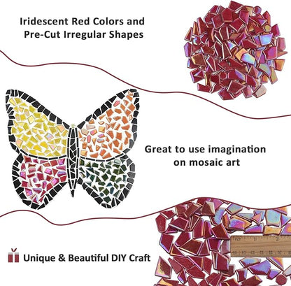 Youway Style Iridescent Glass Mosaic Tiles for Crafts Bulk,200g Yellow Broken Mosaic Glass Pieces for Garden Crafts Kits,DIY Mosaic Art Decor