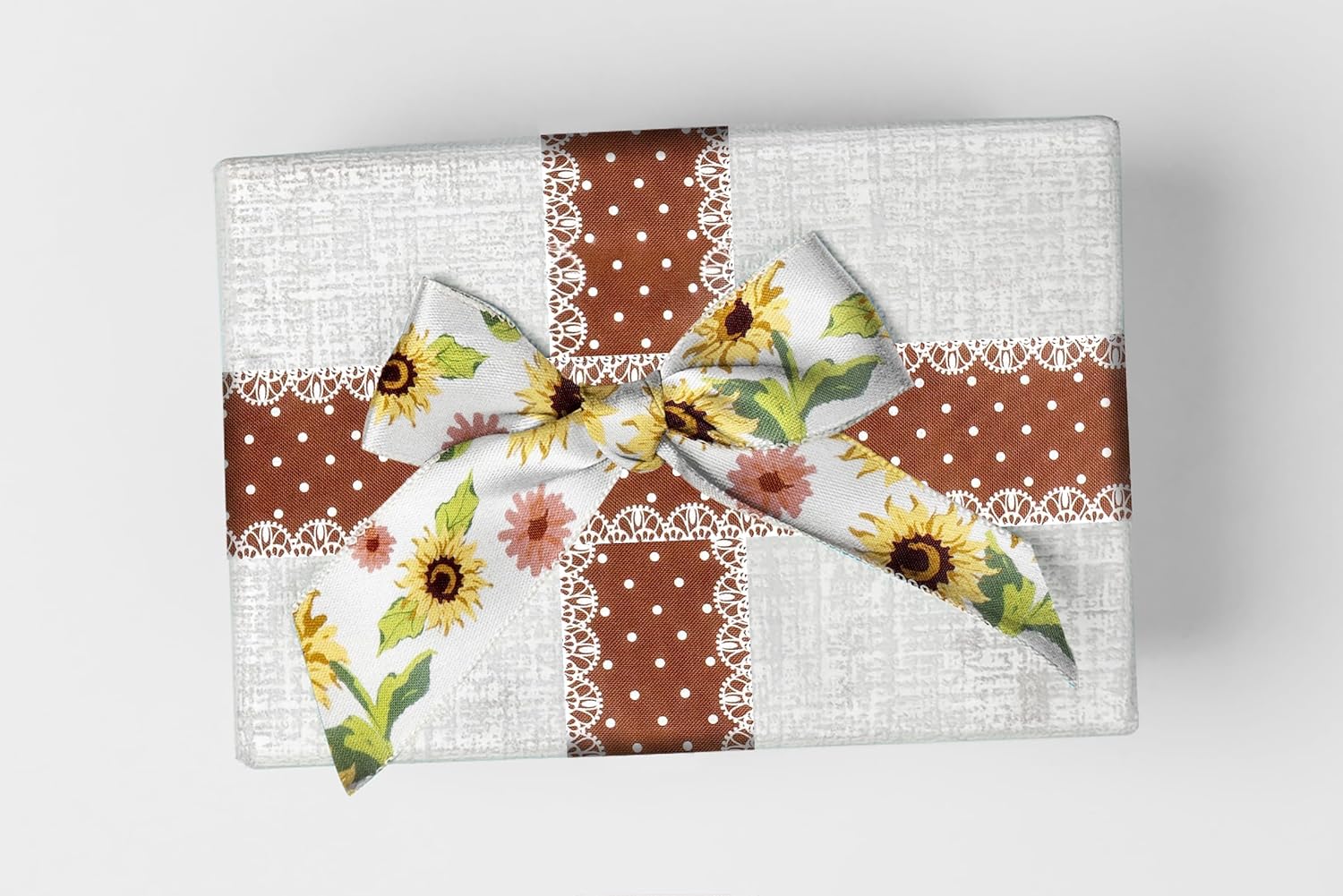 2 Rolls 10 Yard Thanksgiving Fall Wired Ribbon for Crafts Wreath Bow Making Sunflower Dot Ribbon Autumn Harvest Burlap Ribbon for Wrapping Thanksgiving Party Home Decoration 2.5'' - Crafty Corner