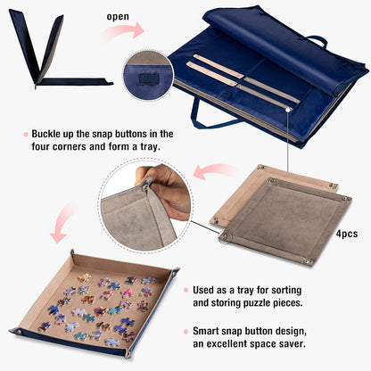 Lavievert 1000 Piece Jigsaw Puzzle Board with Padded Cover, Portable Case with 4 Sorting Trays & Detachable Board, Puzzle Caddy Storage Saver with Non-Slip Surface for Adults