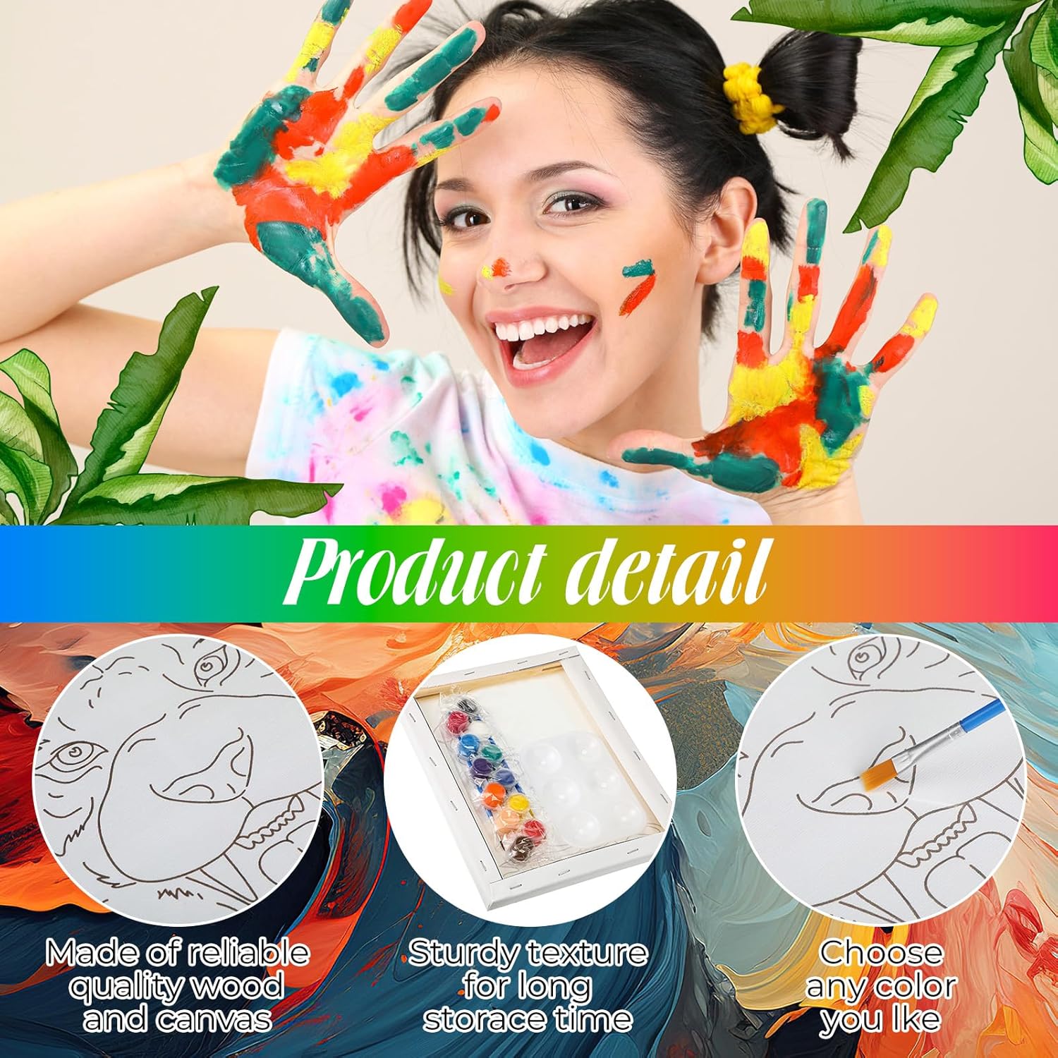 Zhanmai 12 Pack Pre Drawn Canvas for Painting Sip and Paint Kit 8 x 10 Paint Party Set Canvas Painting Pre Printed Canvases for Party Favor DIY Virtual Adult's Date Night(Colorful Animals) - Crafty Corner
