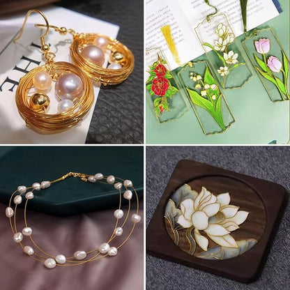 WINUSD Cloisonne Wire 20m Gold & Silver (1x0.3mm) | Jewelry Making Tools Kit with 2 Wire Straightening Boards for DIY Metalwork, Home Decor, Crafting Gifts, Artisan Supplies & Beginners/Professionals