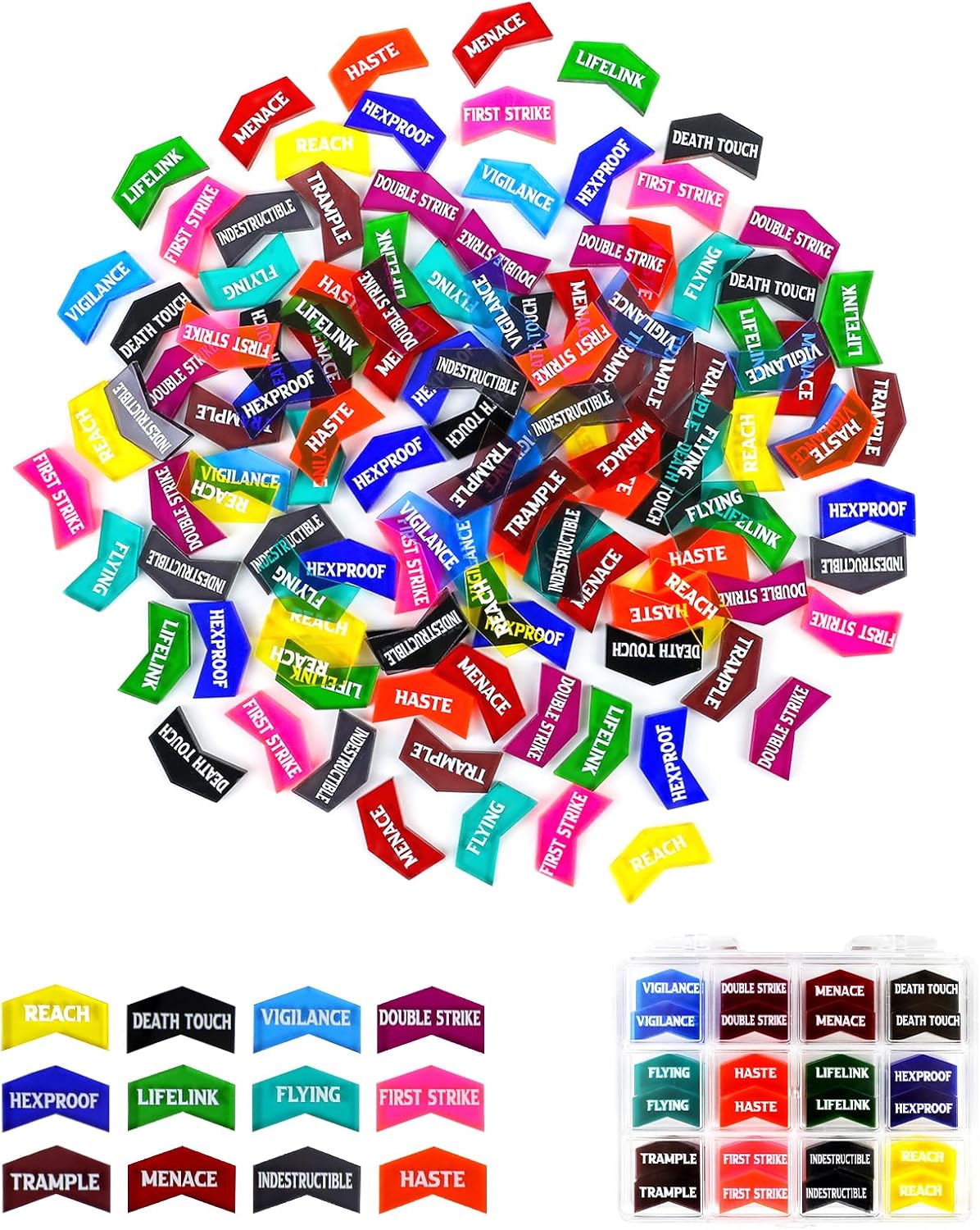 122PCS MTG Keyword Tokens & Dice & Life Counter Set for Magic Card, Health Tracker Life Counter Bulk Ability MTG Dice Set, Compatible with TCG Card Gaming Accessories CCG Creature Stats