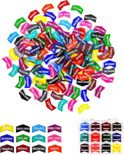 122PCS MTG Keyword Tokens & Dice & Life Counter Set for Magic Card, Health Tracker Life Counter Bulk Ability MTG Dice Set, Compatible with TCG Card Gaming Accessories CCG Creature Stats