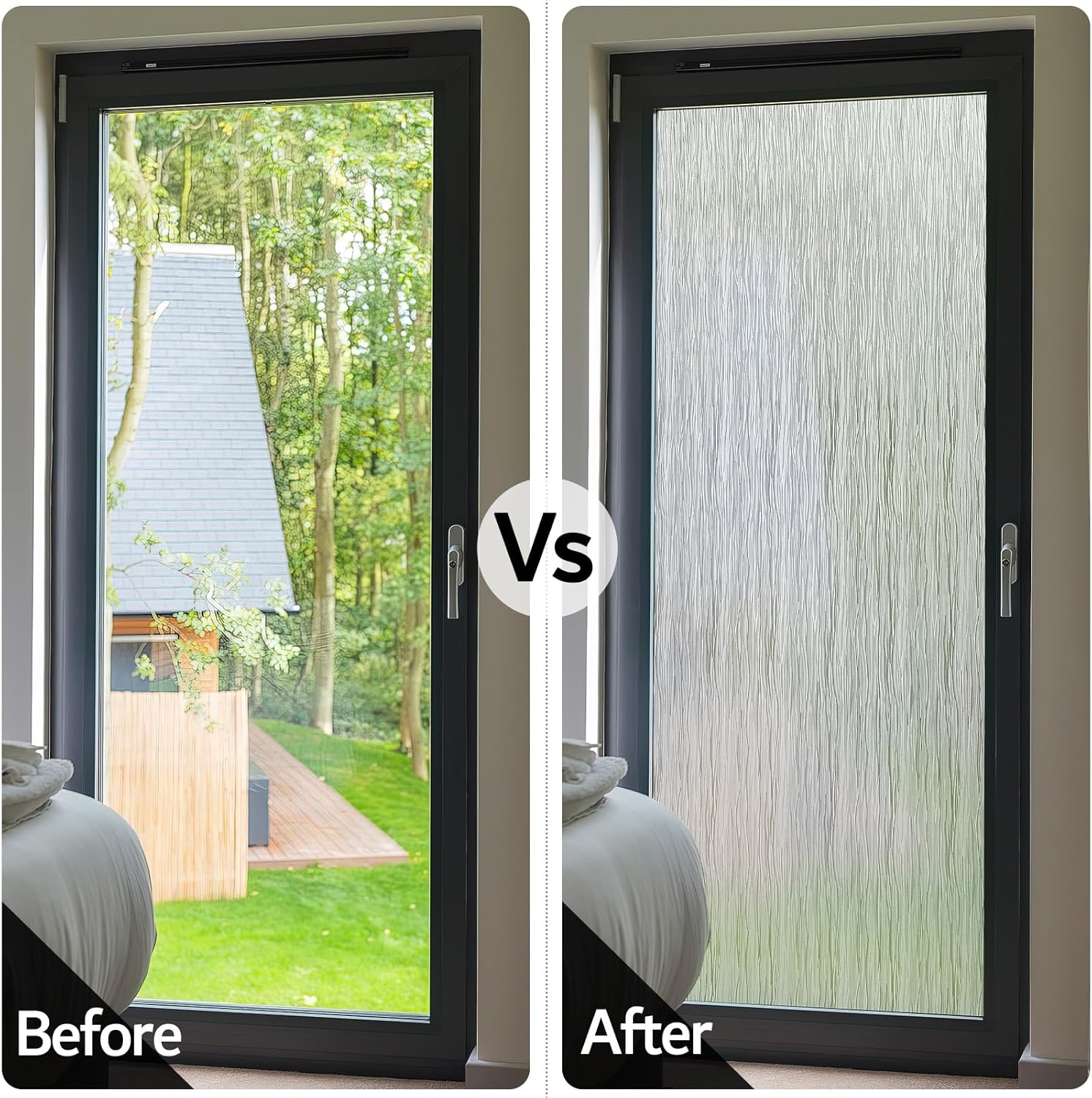VELIMAX Frosted Window Privacy Film Non Adhesive Window Cling Removable Glass Covering Clear Water Opaque Window Film for Home Anti UV 17.7x78.7 inches - Crafty Corner