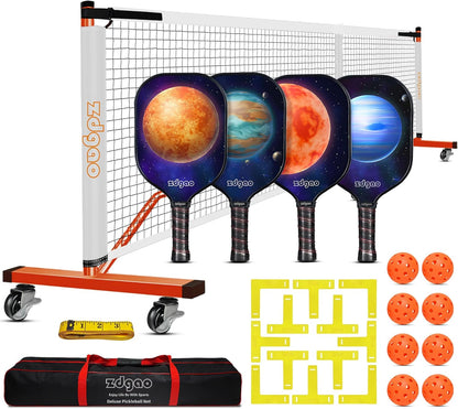 Zdgao Pickleball Set with Net for Driveway, 22 FT Regulation Size Pickle Ball Net Set with Pickleballs, Court Markers and Carry Bag, Steady Metal Frame for Outdoor, Indoor Court