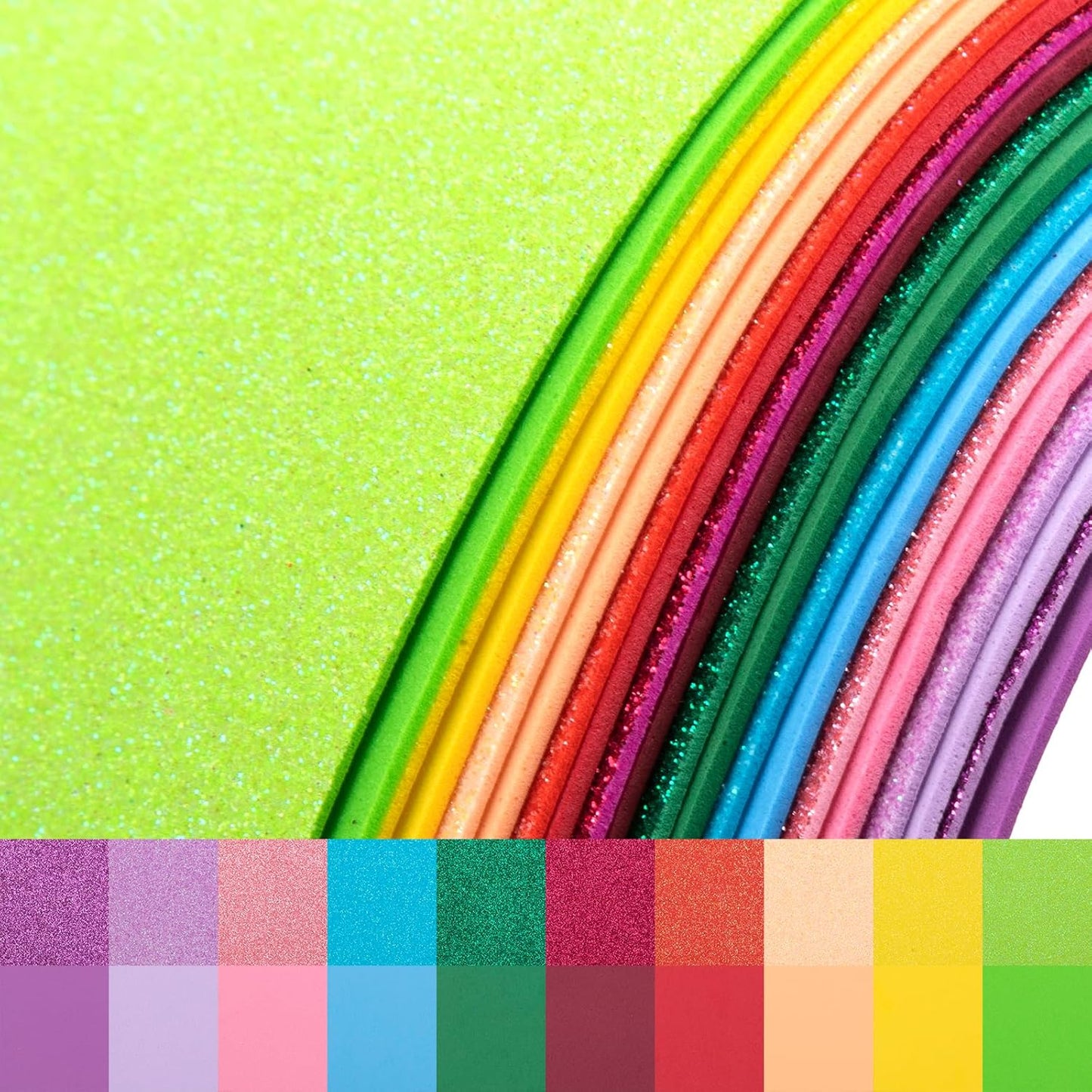 20 Pack Glitter EVA Foam Sheets Craft 8 x 12 inch, 20 Colors Sparkles Foam Paper for Art Crafts Projects, Classrooms Scrapbook Gift DIY Cutters Card Party Decoration (Multicolor 01) - Crafty Corner