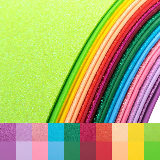 20 Pack Glitter EVA Foam Sheets Craft 8 x 12 inch, 20 Colors Sparkles Foam Paper for Art Crafts Projects, Classrooms Scrapbook Gift DIY Cutters Card Party Decoration (Multicolor 01) - Crafty Corner