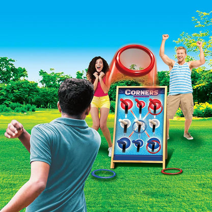 Corners Championship: Ring Toss Reinvented - Yard & Party Game, Wooden Peg Board, Competition Scoring Game, Indoor & Outdoor, Family & Friends Ages 6+