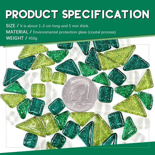 Swpeet Mixed Colors Shine Crystal Series Mosaic Tiles Assortment Kit, Square and Triangle Glitter Crystal Tiles Perfect for Home Decoration Crafts