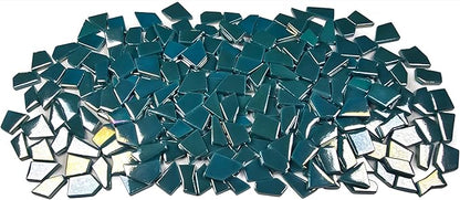 Irregular Glass Mosaic Tiles Bulk 500g Glossy and Iridescent Mosaic Glass Tiles for DIY Projects and Arts and Crafts Solid Colors and Mixes (Iridescent Teal)