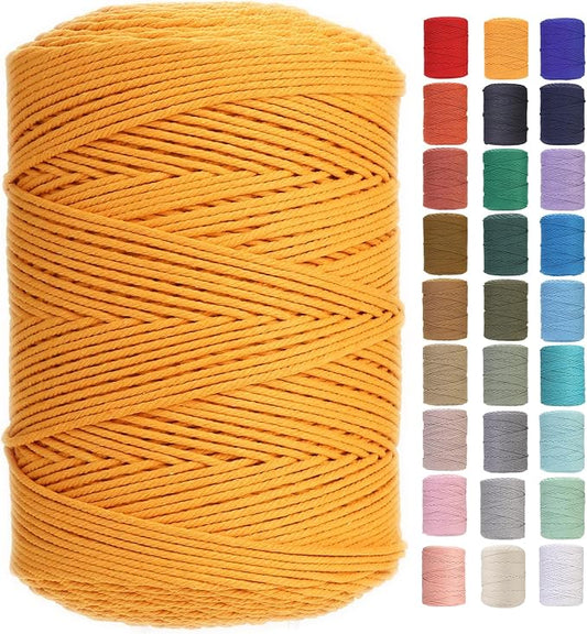 GOHOHOF Macrame Cord 3mm x 546yards Natural Cotton Cord - Colored Macrame Supplies for Plant Hanger, Wall Hanger, Dreamcatcher (Orange)