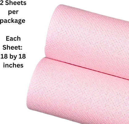 2 Sheets of Pink 14 Count Aida Cloth – 18 x 18 Inch Pre-Cut Fabric Squares – Cross Stitch Fabric – 100% Cotton – Ideal for Needlework & Embroidery – The Knotty Unicorn