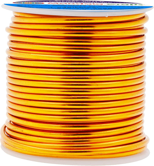 Mandala Crafts 12 Gauge Anodized Aluminum Craft Wire for Jewelry Making - 60 FT Colored Flexible Gold Tone Wire - Bendable for Bonsai Armature Crafting Sculpting - Crafty Corner