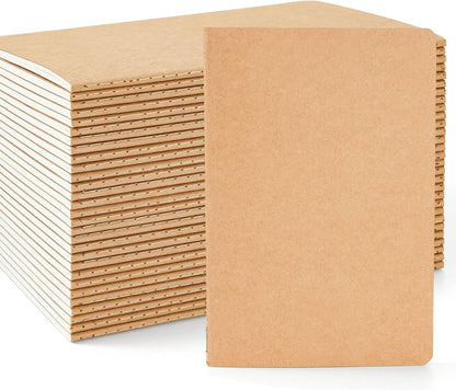 feela 30 Pack Blank Kraft Notebooks, Unlined Sketchbook Note Pad Travel Journal for Drawing Doodling Writing, Journal Bulk For Women Kids Students Office School Supplies, A5, 60 Pages, 8.3” X 5.5” - Crafty Corner