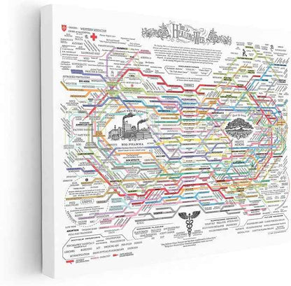 Poster Master The Healing Web Canvas - Health Diagram Print - Therapy Art - Holistic Wall Design - Pharmacological Remedy Art - Great Living Room or Office Decor - 24x32 STRETCHED Canvas