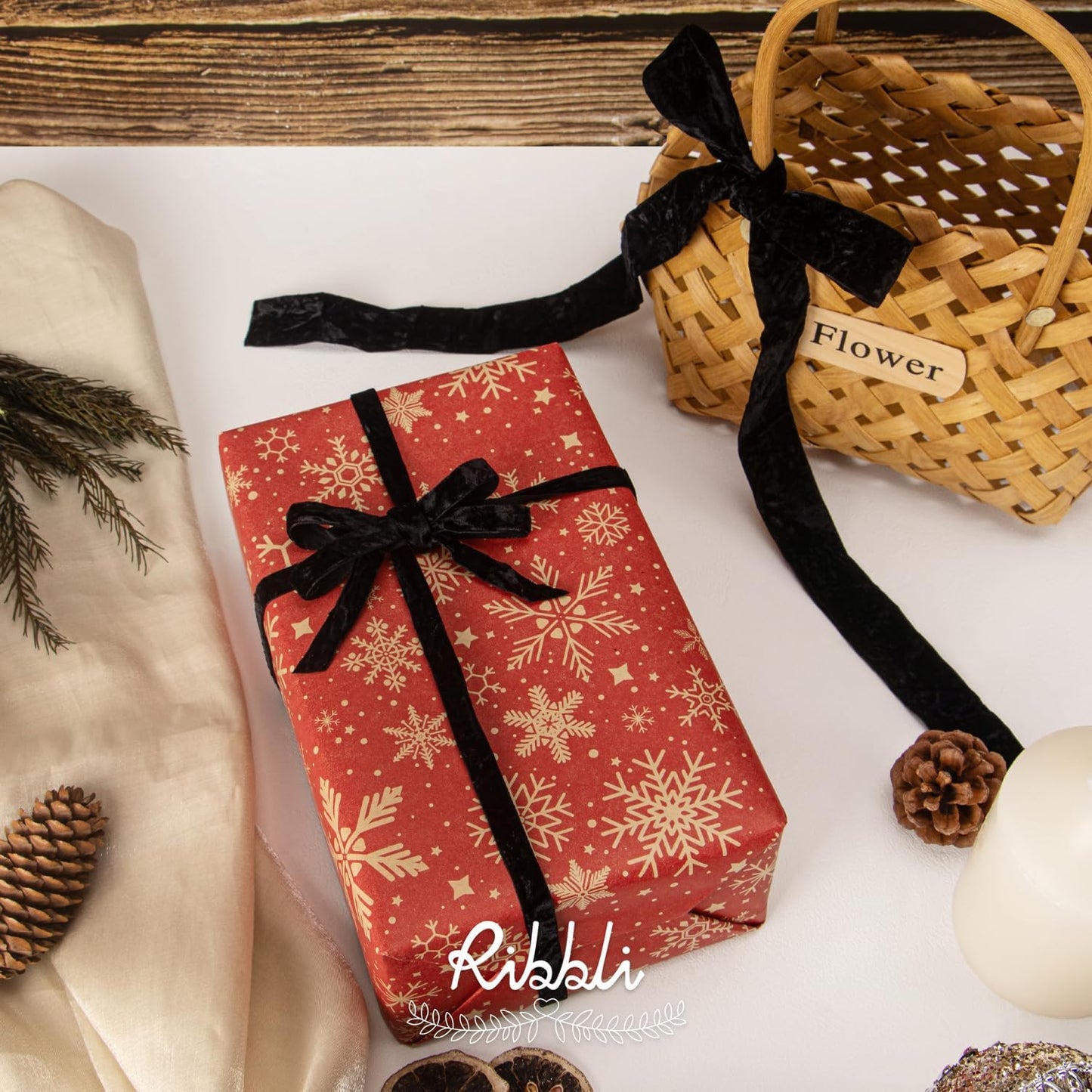 Ribbli Black Velvet Ribbon 1 Inches Luxury Crinkled Black Christmas Ribbon for Gift Wrapping Crafts Home Decor-Continuous 10 Yard - Crafty Corner
