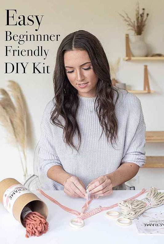 Aesthetic Creative Macrame Kit, Makes 3 DIY Plant Hangers for Teens & Adult Beginners, Craft Supplies for Boho Art Project-3 Custom Color Macrame Cord, Wooden Rings & Instructions