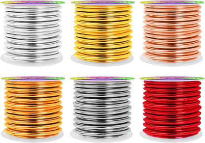 Mandala Crafts 8 Gauge Anodized Aluminum Craft Wire for Jewelry Making - 120 FT Colored Flexible Silver Copper Light Gold Gray Gold Red Wire - Bendable for Bonsai Armature Crafting Sculpting - Crafty Corner