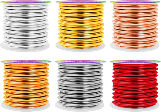 Mandala Crafts 8 Gauge Anodized Aluminum Craft Wire for Jewelry Making - 120 FT Colored Flexible Silver Copper Light Gold Gray Gold Red Wire - Bendable for Bonsai Armature Crafting Sculpting - Crafty Corner