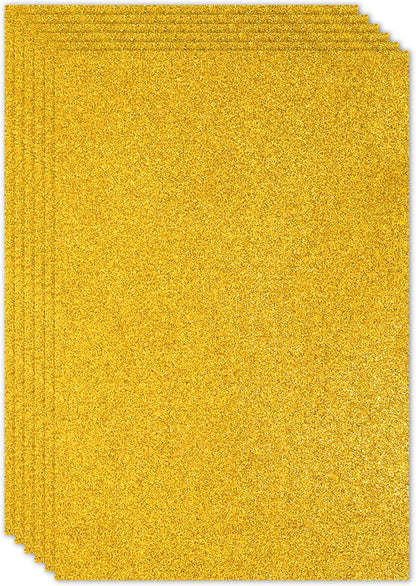 PATIKIL 2mm(1/10") Thick Non Adhesive Glitter Foam Sheet 16x24inch(40x60cm) Yellow, EVA Shiny Foam Board for Craft, 6 Pcs