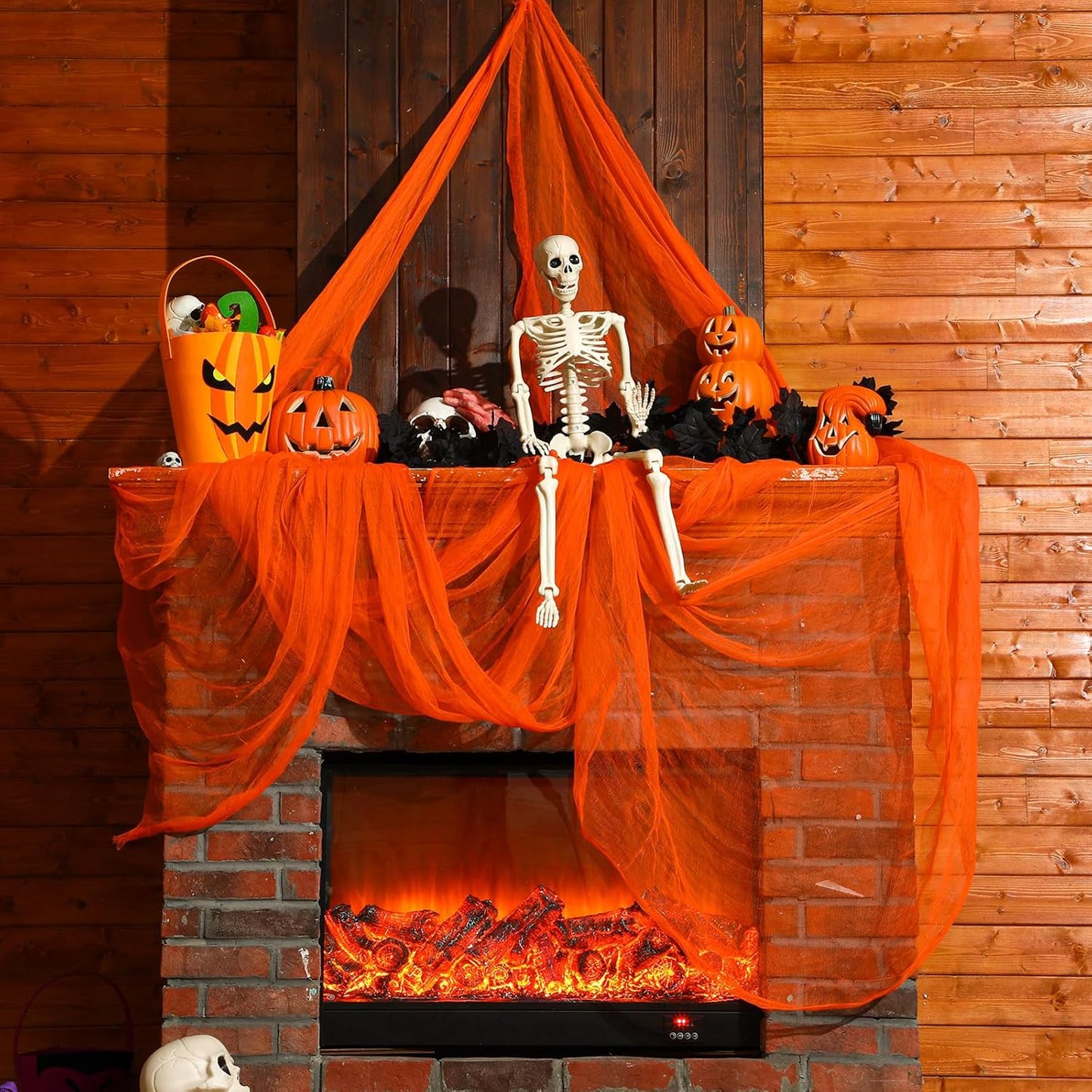 Boao Halloween Cheese cloth 29.92 x 590.55 Inch Orange Cheesecloth Roll for Crafts Large Cotton Muslin Gauze Fabric for Halloween Outdoor & Indoor Spooky Decoration