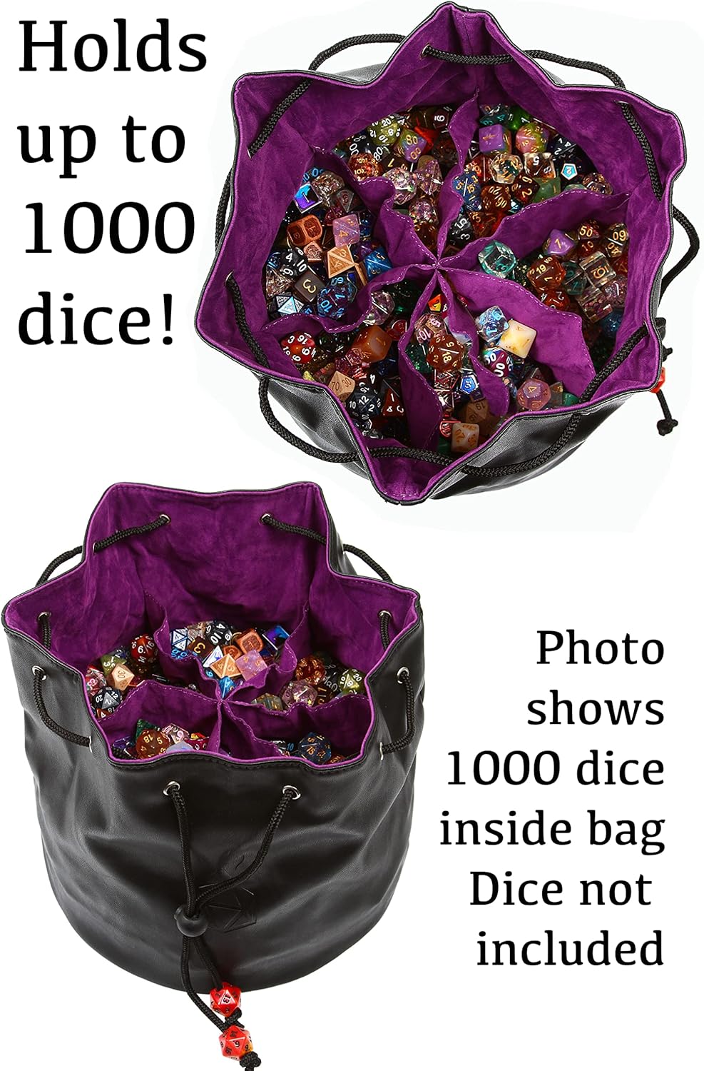 Forged Dice Co. Pouch of The Endless Hoard Dice Bag - Holds Over 1,000 Polyhedral Dice - Dice Storage Bag with 7 Pockets - Perfect for Bulk Dice - Black/Blue