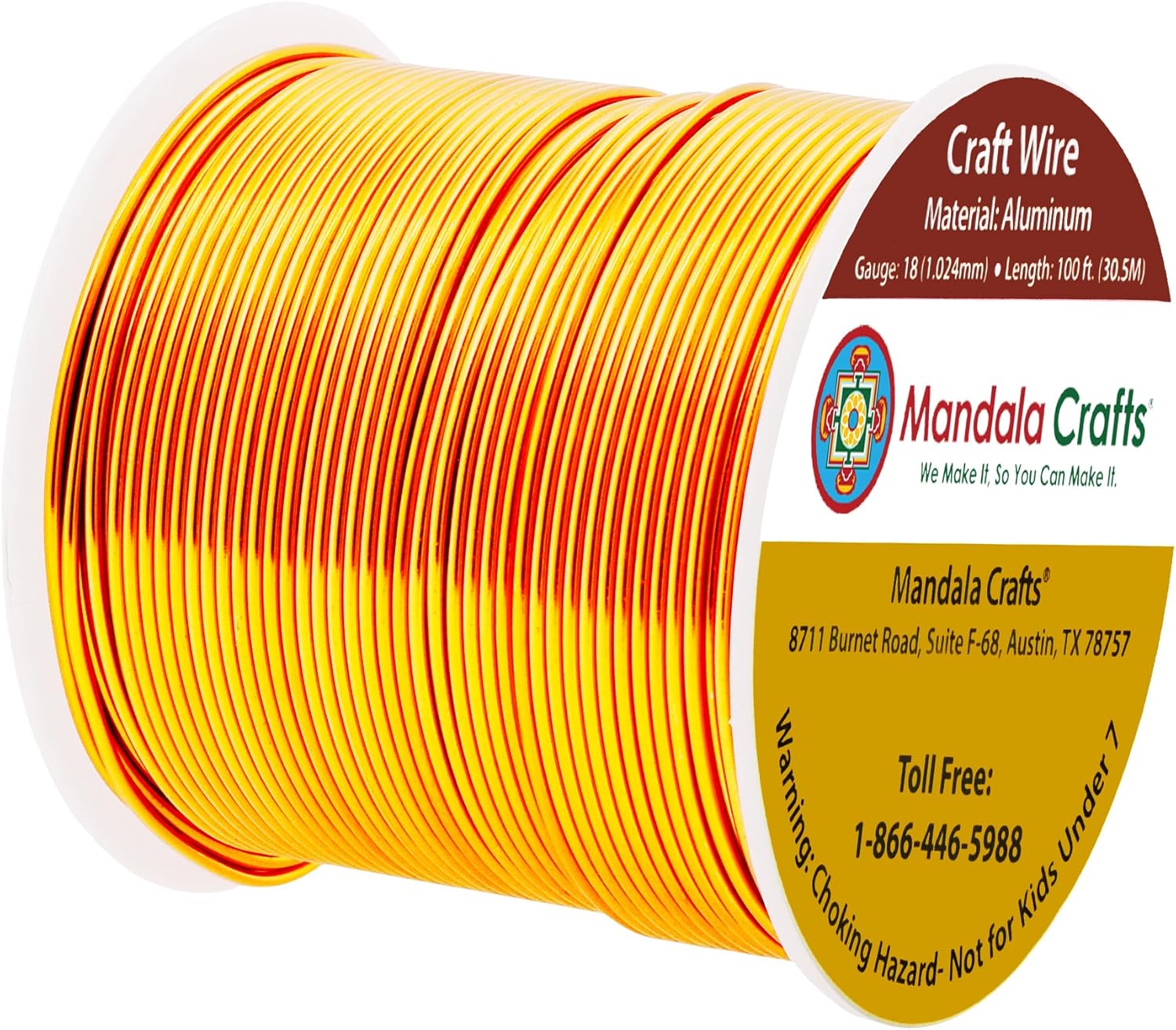 Mandala Crafts 18 Gauge Anodized Aluminum Craft Wire for Jewelry Making - 100 FT Colored Flexible Gold Tone Wire - Bendable for Bonsai Armature Crafting Sculpting - Crafty Corner