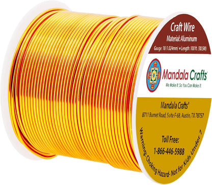 Mandala Crafts 18 Gauge Anodized Aluminum Craft Wire for Jewelry Making - 100 FT Colored Flexible Gold Tone Wire - Bendable for Bonsai Armature Crafting Sculpting - Crafty Corner