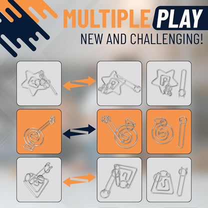 Metal Puzzles Brain Teaser, 24pcs Metal Wire Puzzles for Adults Kids Teenagers, Classical Mini Mind Ring Puzzle Set, Educational IQ Unlock Interlocking Toy Lock Puzzle Gift Set