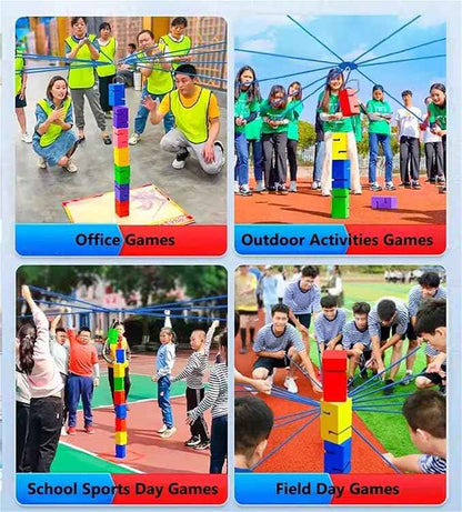 Team Building Team Tower Game Adults Work Outdoor Activities Field Day Teamwork Block Stacking Game Kit for Office School Group