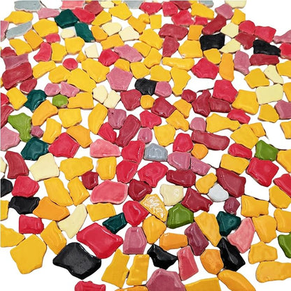 500g/1.1lb Random Color Irregular Ceramics Mosaic Tiles,DIY Making Creative Ceramic Mosaic Tiles for DIY Craft Plates Flowerpots Vases Cups Mosaic Making Supplies (Irregular)