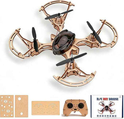 DIY Mini Wooden RC Drone Kits - Hands-On Building Set for Teens 14+, Educational Science Toy with Headless Mode & Altitude Hold, Beginner-Friendly Quadcopter
