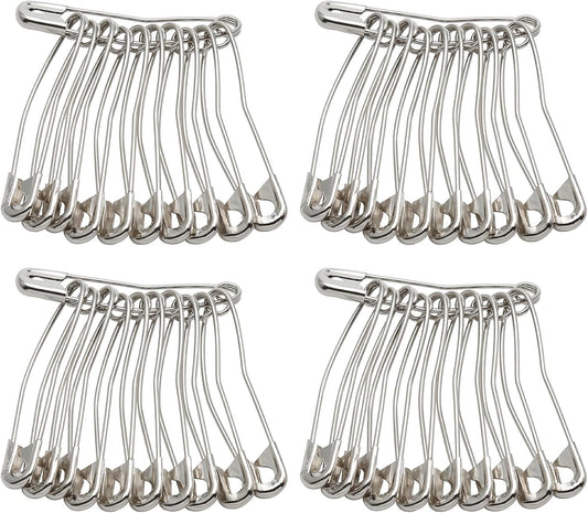 60Pcs Curved Safety Pins Size 4, 2-1/4 inch / 57mm Quilting Basting Pins, Bent Safety Pins for Quilting and Knitting (Sliver)