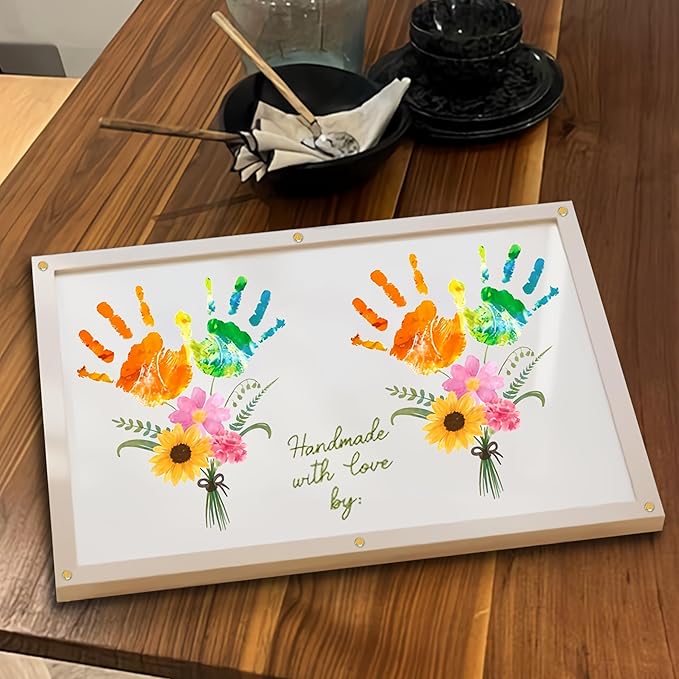 Flowers Bouquet Mother’s Day Handprint Art DIY Kit – Custom Mother's Day Handprint Art DIY Gifts For Grandparents And Moms from Kids, Christmas, Birthday Crafts Gifts