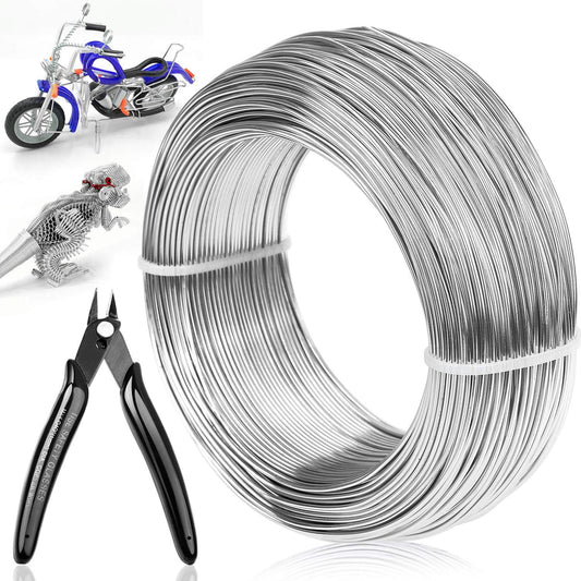 18 Gauge Aluminum Craft Wire Jewelry Making, 328 FT Metal Wire Armature Bendable Wire for Bonsai Trees, Sculpting, DIY Crafts Beading Floral (Silver, 1 mm Thickness)
