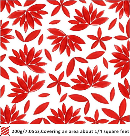 Youway Style Red Leaf Mosaic Tiles for Crafts Bulk,200g Petal Mosaic Glass Pieces,Flower Glass Tiles for Christmas Mosaic Decorations,Garden Mosaic Supplies Kit