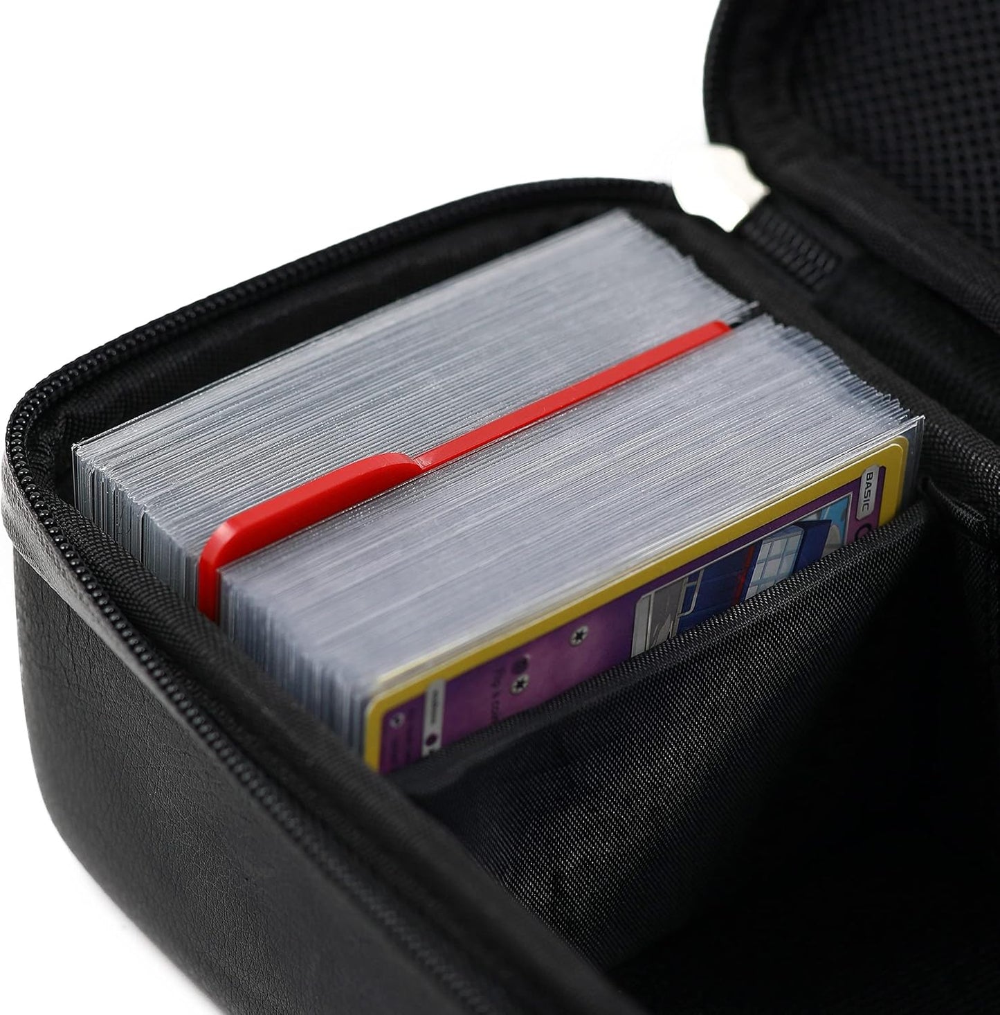Quiver Time Black Bolt Card Carrying Case fits Pokemon Cards and other TCG Games - Storage Bag for Playing/Trading Cards and Deck Box (Straps, Dividers & 100 Apollo Card Sleeves)