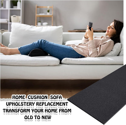 Amylove Polyurethane Foam 24" x 72" High Density Cushion Upholstery Foam Sheet for Seat Replacement DIY Projects Chairs Headboards Sofas Home(1/2" x 24" x 72",Black)