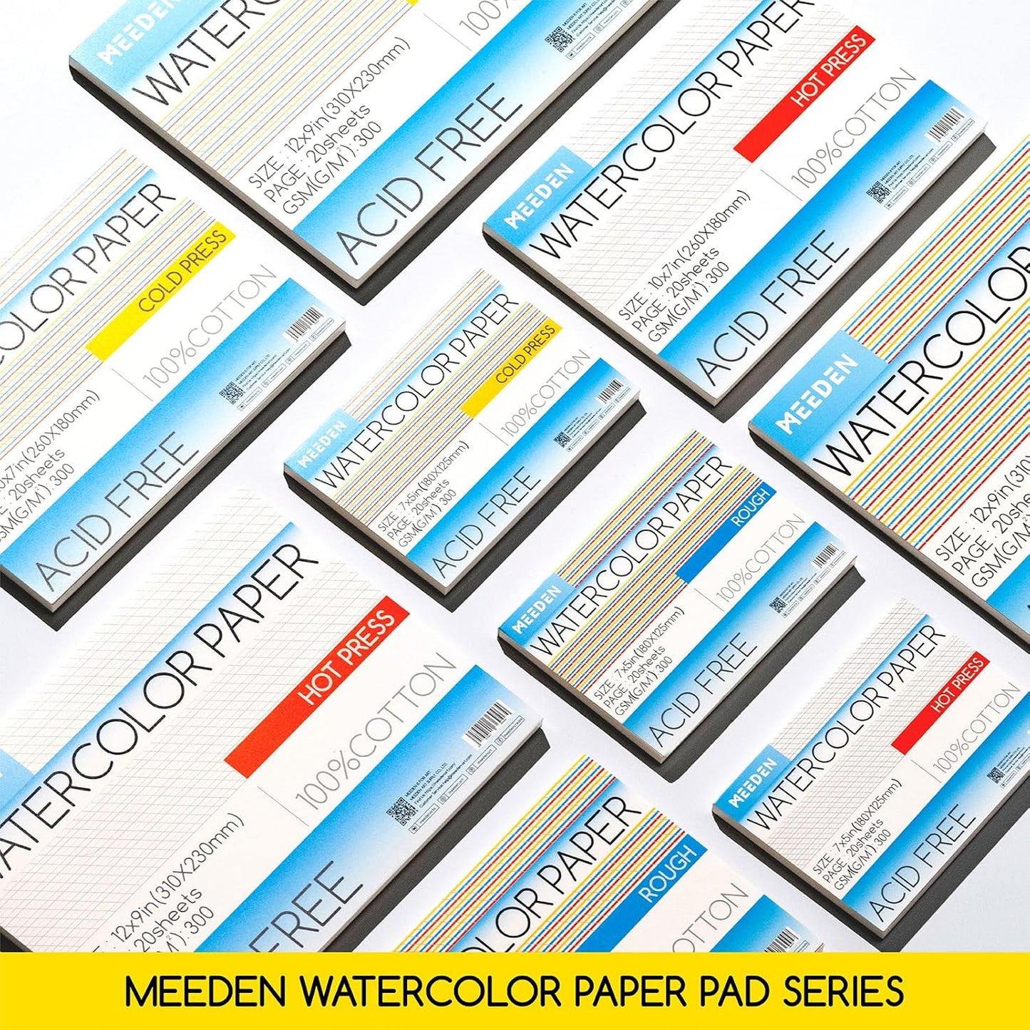 MEEDEN Watercolor Paper Block - 100% Cotton Watercolor Paper Pad of 20 Sheets, 140lb/300gsm, Acid-Free Art Paper for Watercolor, Gouache, Ink and More, 15" x 10" Rough